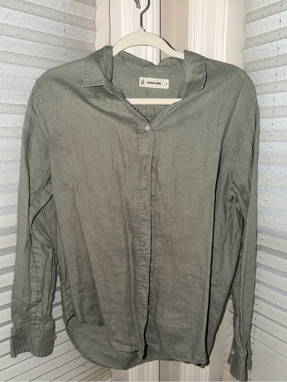 EVERLANE The Must Have Shirt in Linen - Seagrass Sz 8
